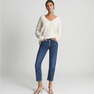 White House Black Market Noir Crop Dark Wash Jeans Size 4